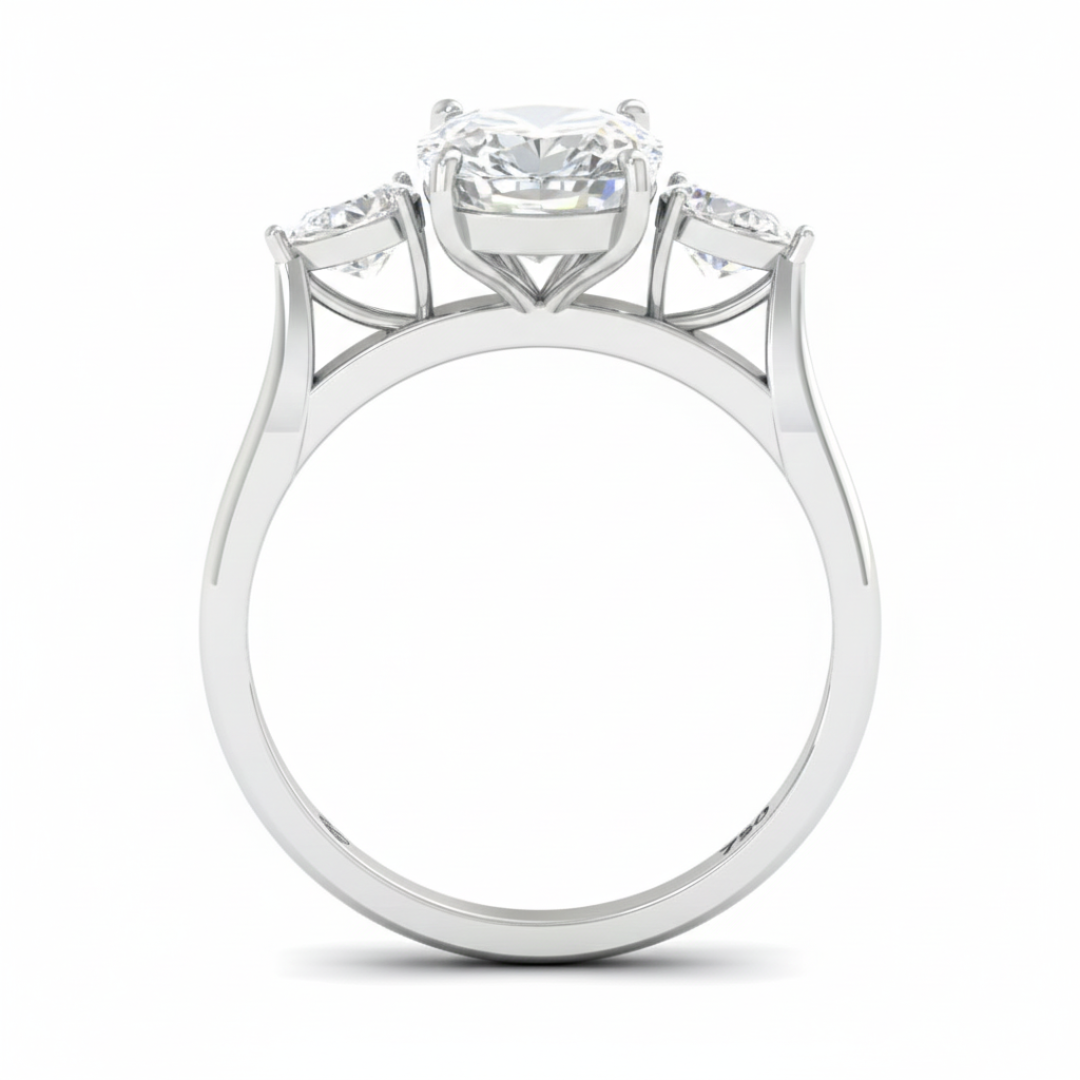 Sofia Cushion Cut Diamond Engagement Ring With A Pear Cut Side Diamonds