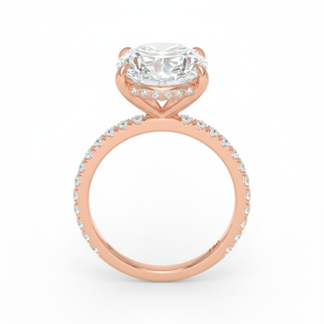 Chloé Oval Cut Diamond Engagement Ring with Diamond Hidden Halo and Diamond Band