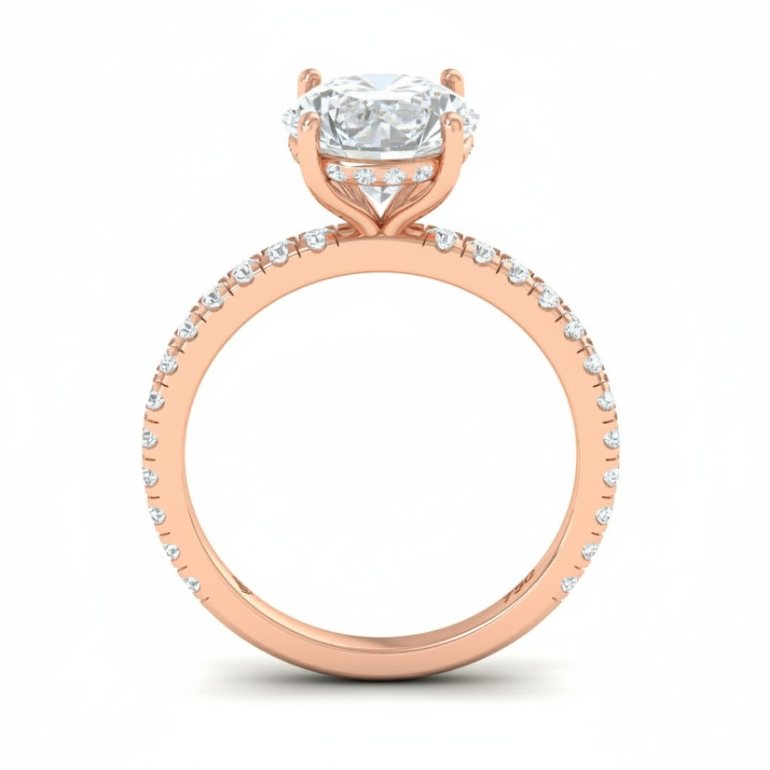 Chloé Round Cut Diamond Engagement Ring with Diamond Hidden Halo and Diamond Band