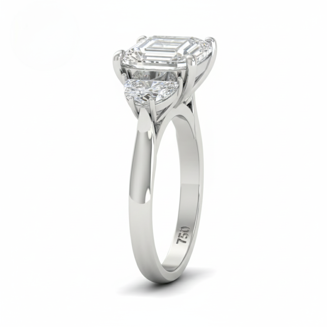 Kamala Heart Cut Diamond Engagement Ring with Half Moon Cut Side Diamonds