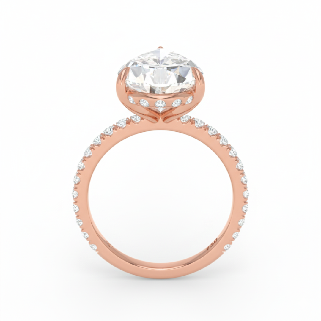 Chloé Pear Cut Diamond Engagement Ring with Diamond Hidden Halo and Diamond Band