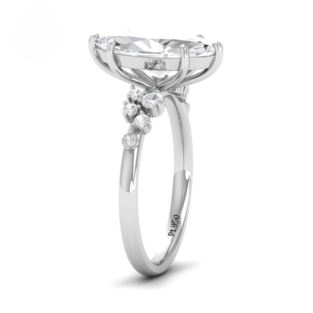 Layla Marquise Cut Diamond Engagement Ring With Accent Band