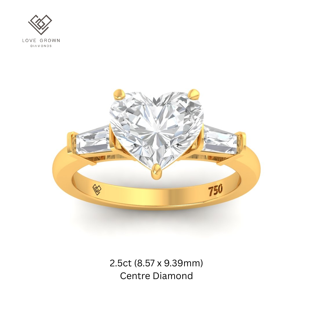 Mary Heart Cut Diamond Engagement Ring with Tapering Baguettes Cut Side Diamonds