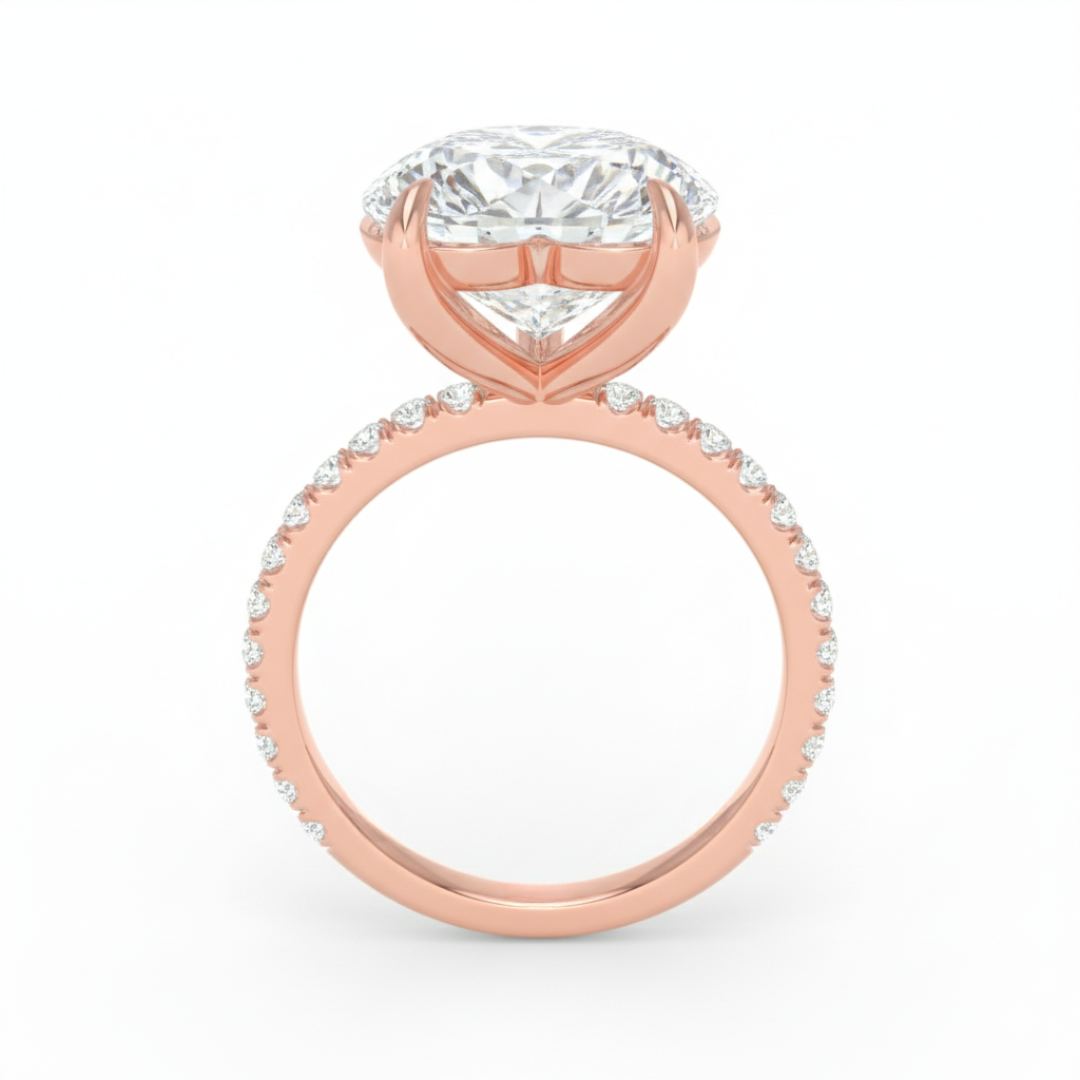 Abigail Heart With Diamond Band Engagement Ring