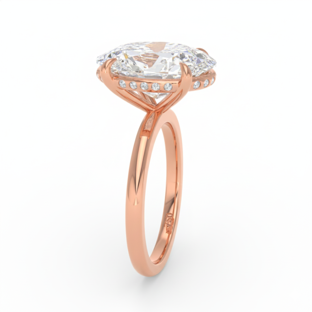 Léa Oval Cut Diamond With Hidden Halo Engagement Ring