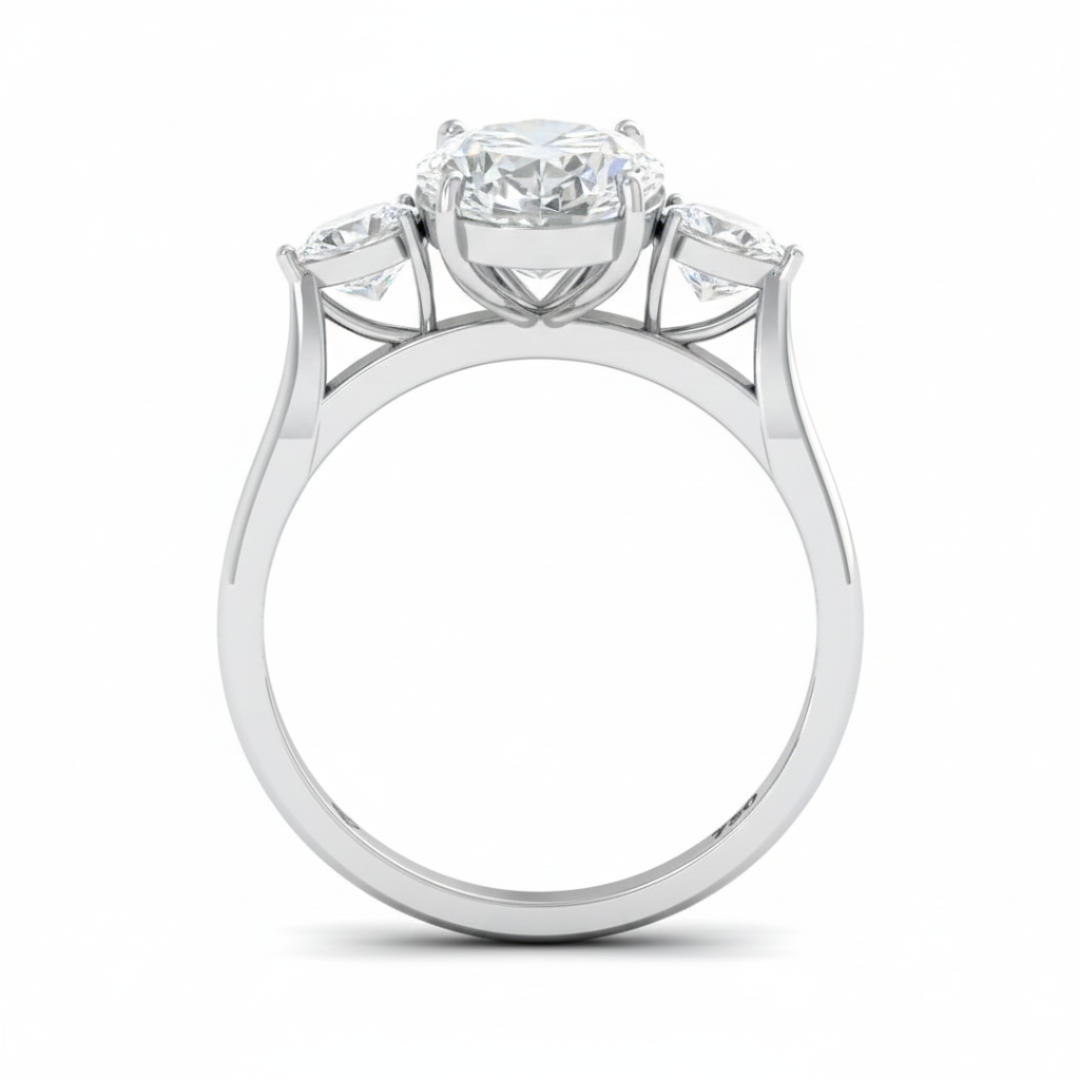 Sofia Oval Cut Diamond Engagement Ring With A Pear Cut Side Diamonds