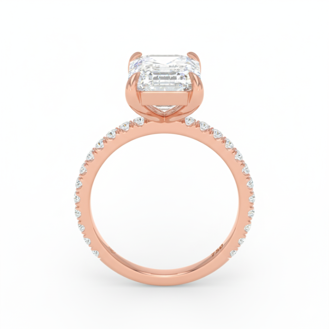 Abigail Emerald With Diamond Band Engagement Ring