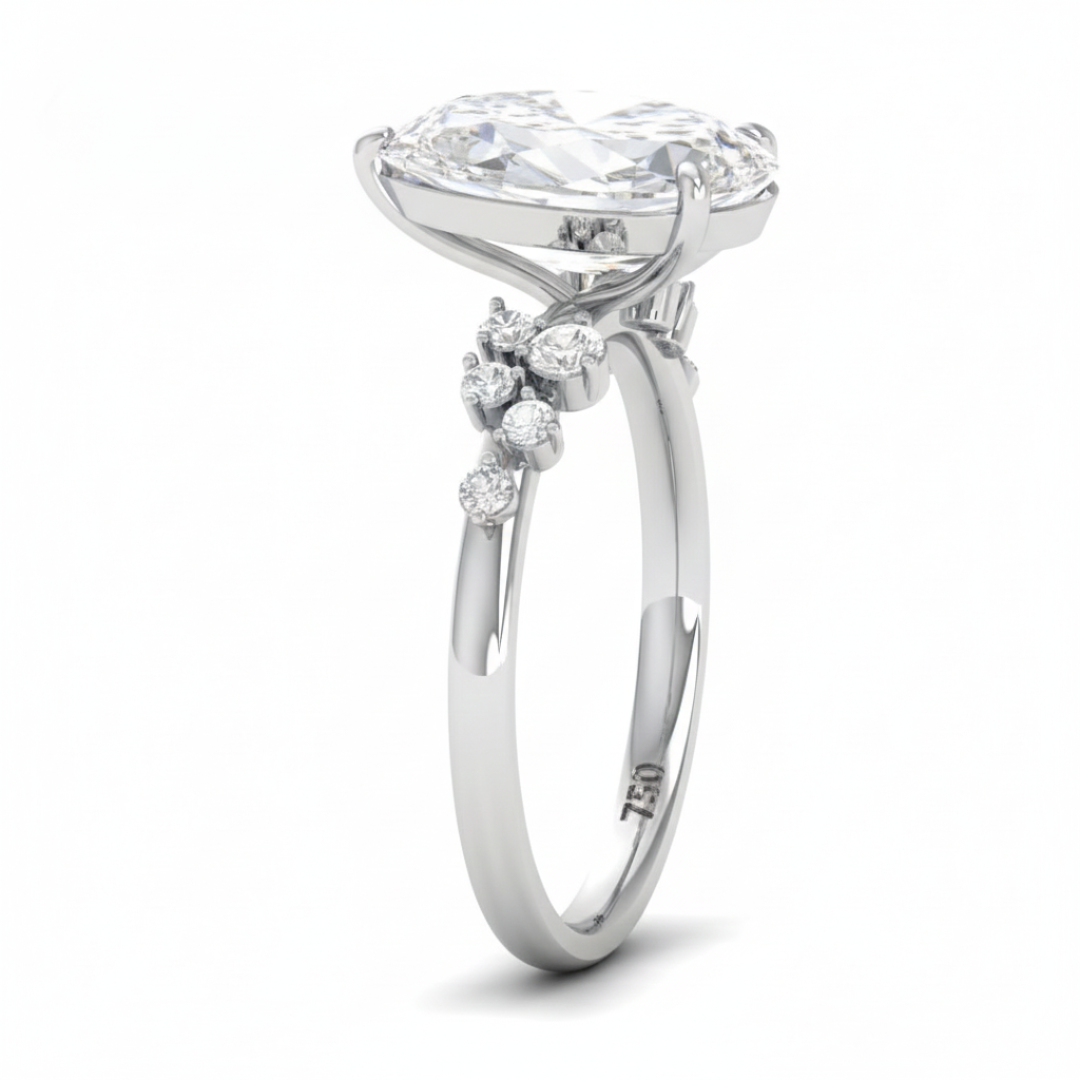 Layla Pear Cut Diamond Engagement Ring With Diamond Accent Band