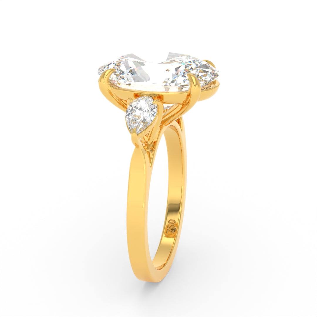 Sofia Oval Cut Diamond Engagement Ring With A Pear Cut Side Diamonds