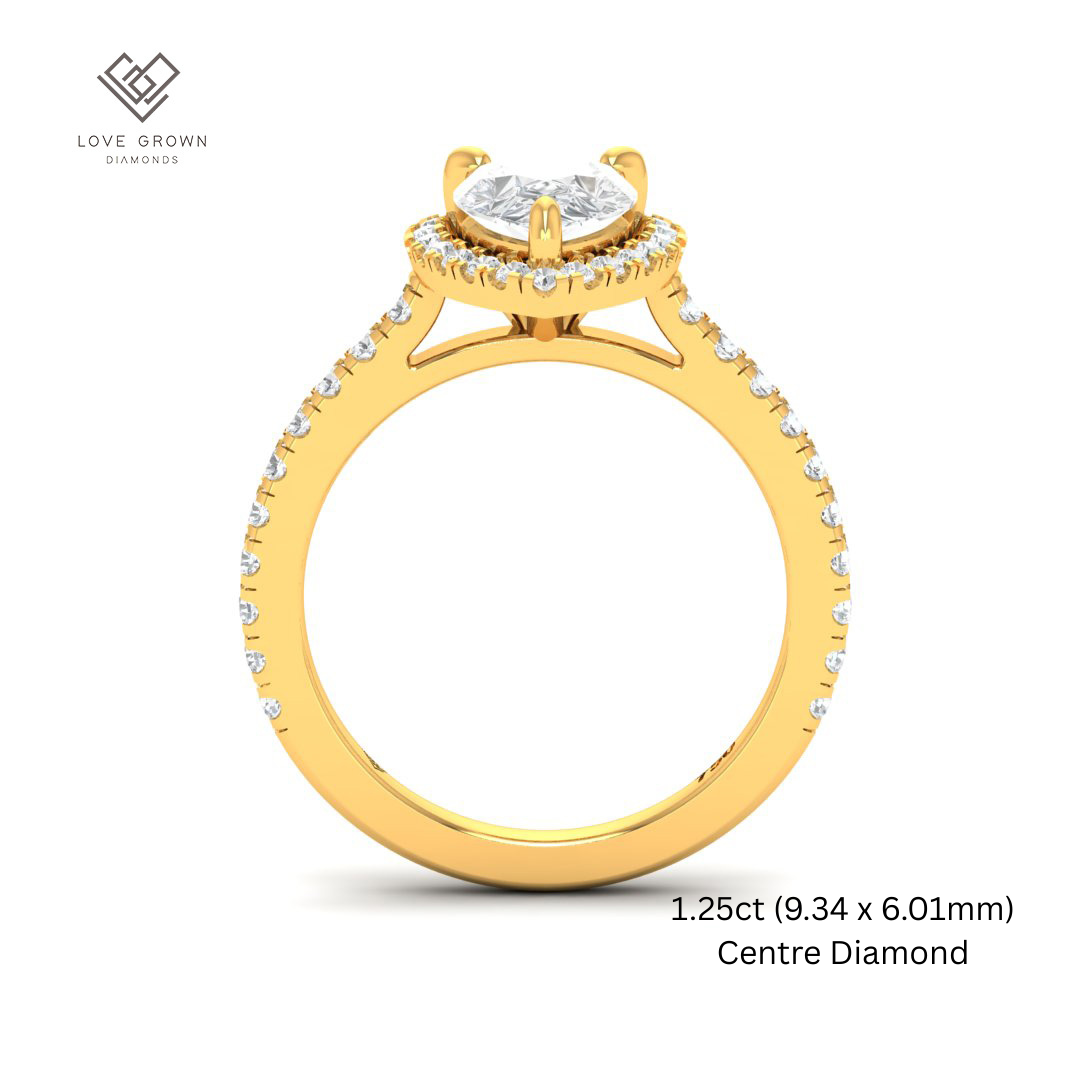 Bella Pear Cut Diamond Engagement Ring with Diamond Halo & Diamond Band