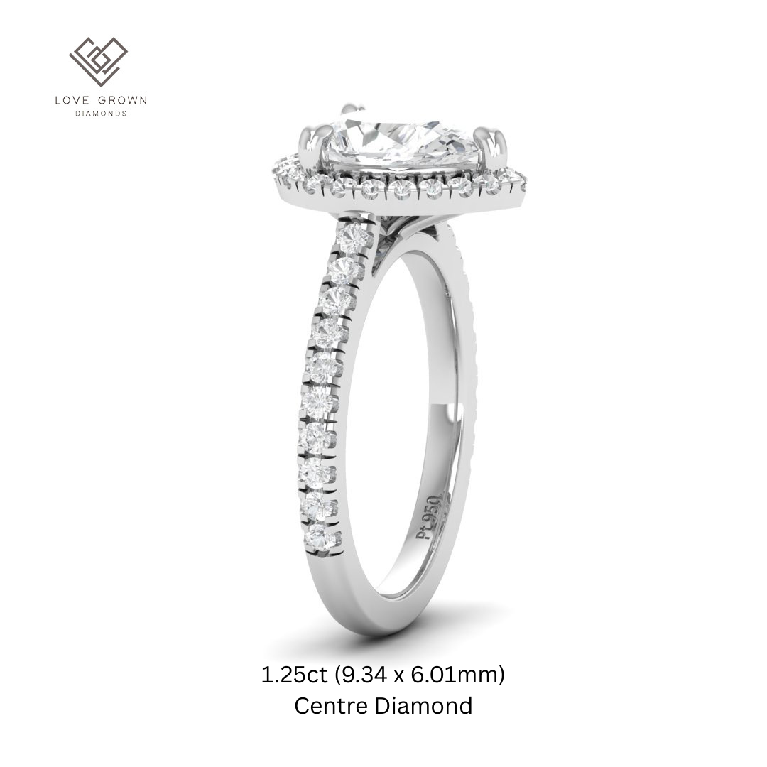 Bella Pear Cut Diamond Engagement Ring with Diamond Halo & Diamond Band