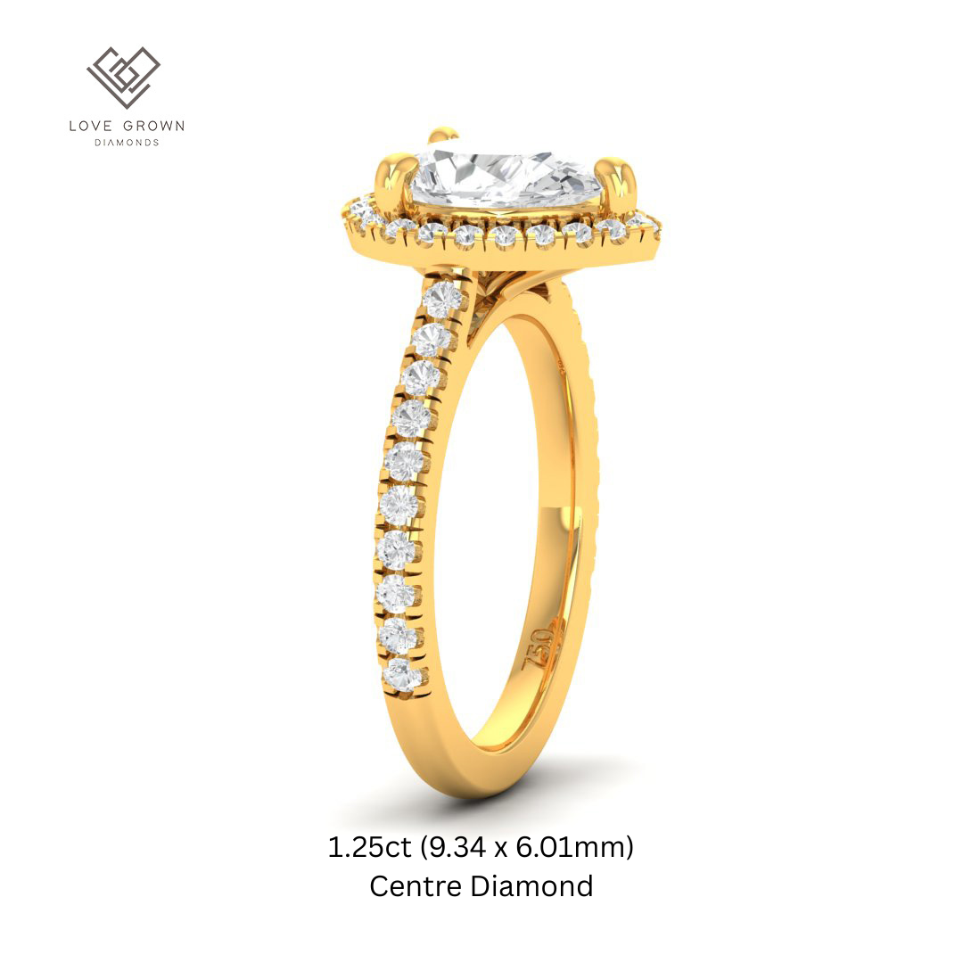 Bella Pear Cut Diamond Engagement Ring with Diamond Halo & Diamond Band