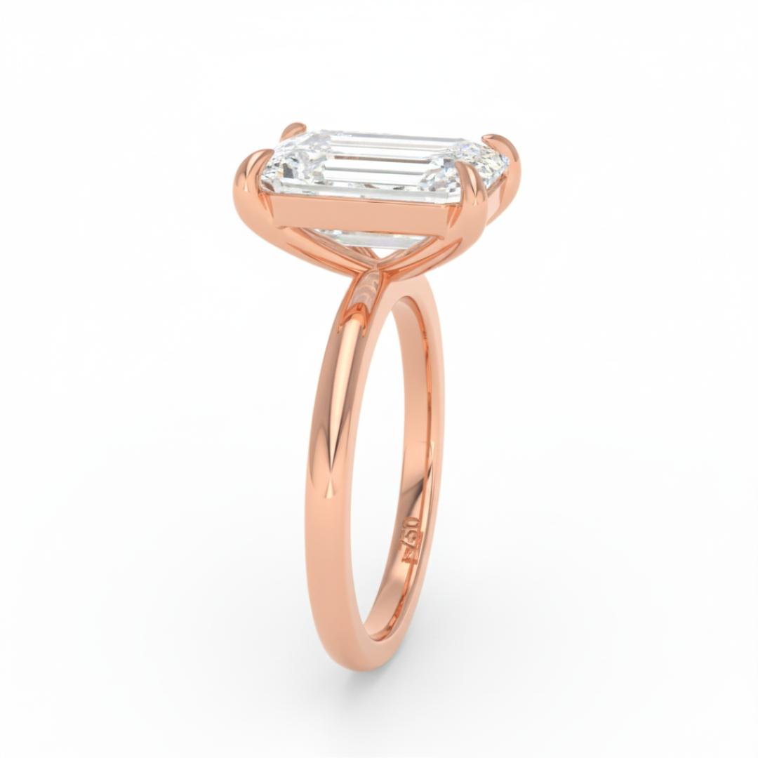 Noémie Solitaire Emerald Cut With Diamond Engagement Ring