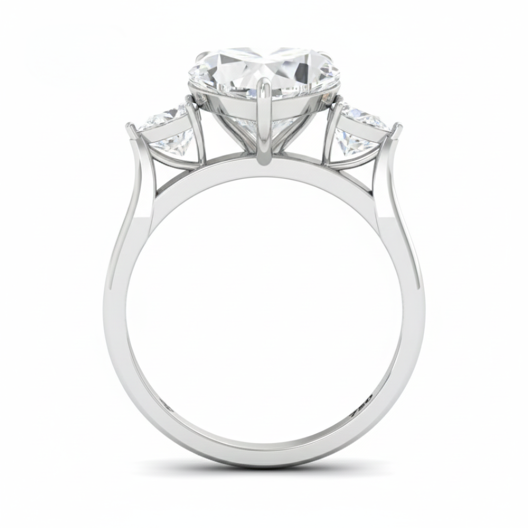 Sofia Heart Cut Diamond Engagement Ring With A Pear Cut Side Diamonds