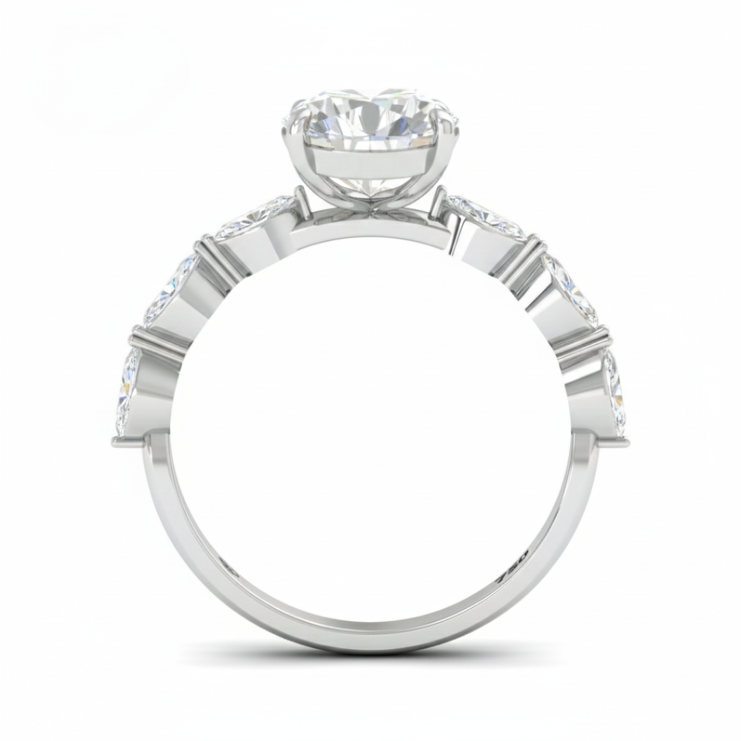 Bague de fiançailles Kasandra avec diamant taille poire et anneau en diamant taille marquise