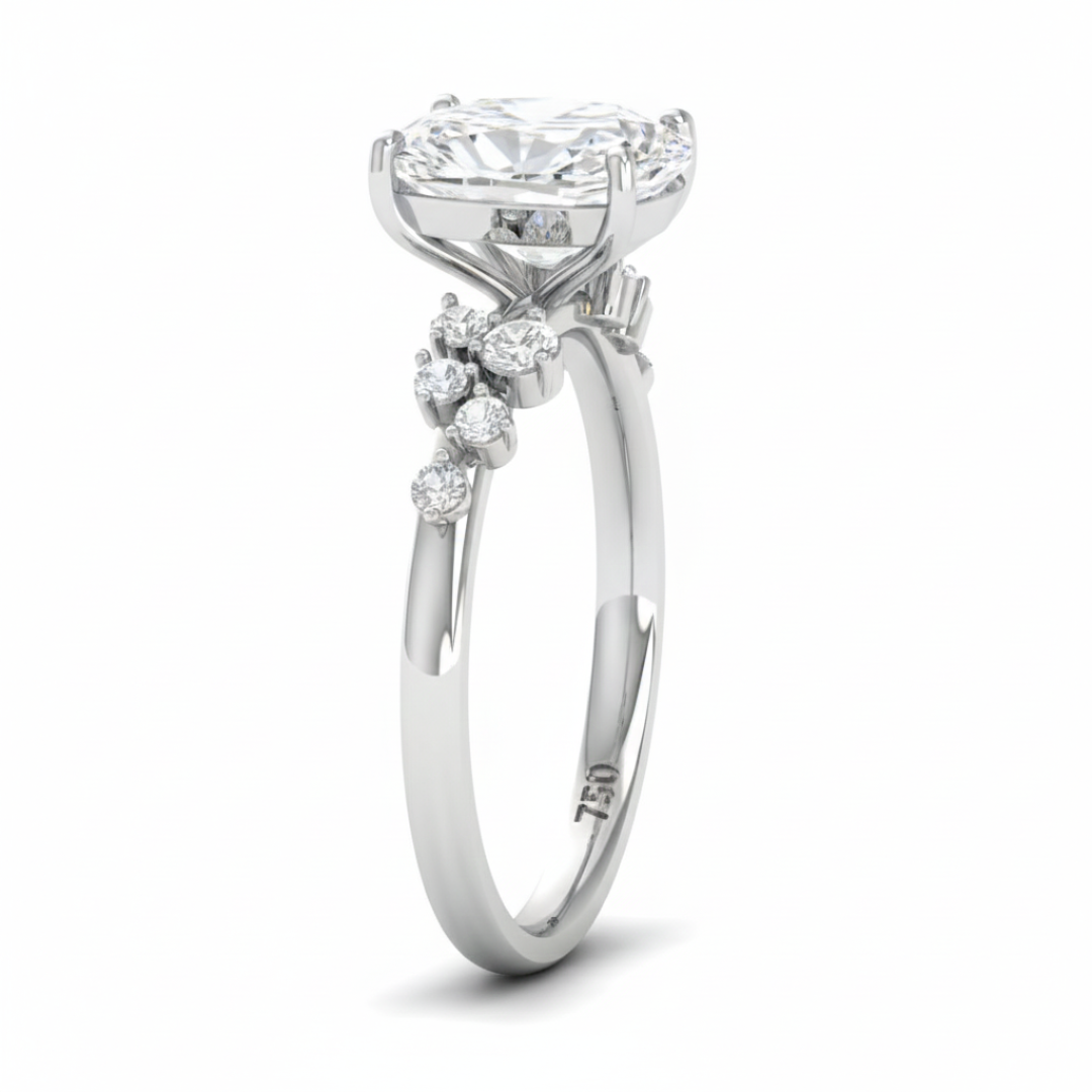 Layla Cushion Diamond Engagement Ring With Diamond Accent Band