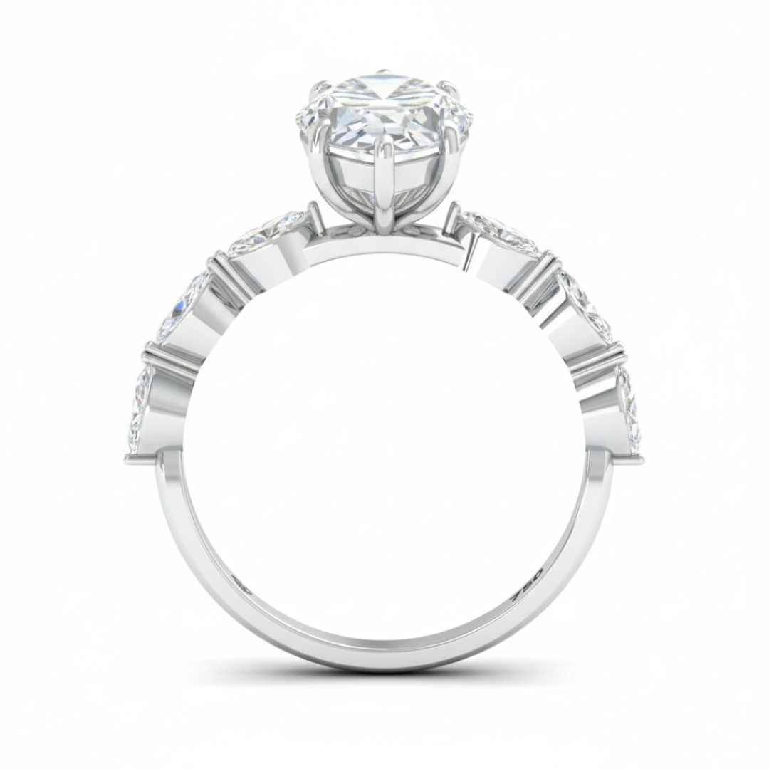 Kasandra Marquise Cut Diamond Engagement Ring With A Marquise Cut Diamond Band