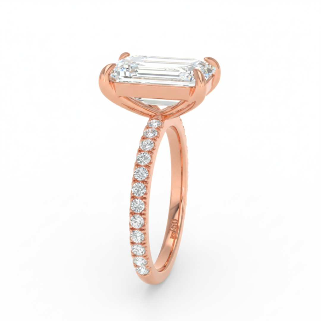 Abigail Emerald With Diamond Band Engagement Ring