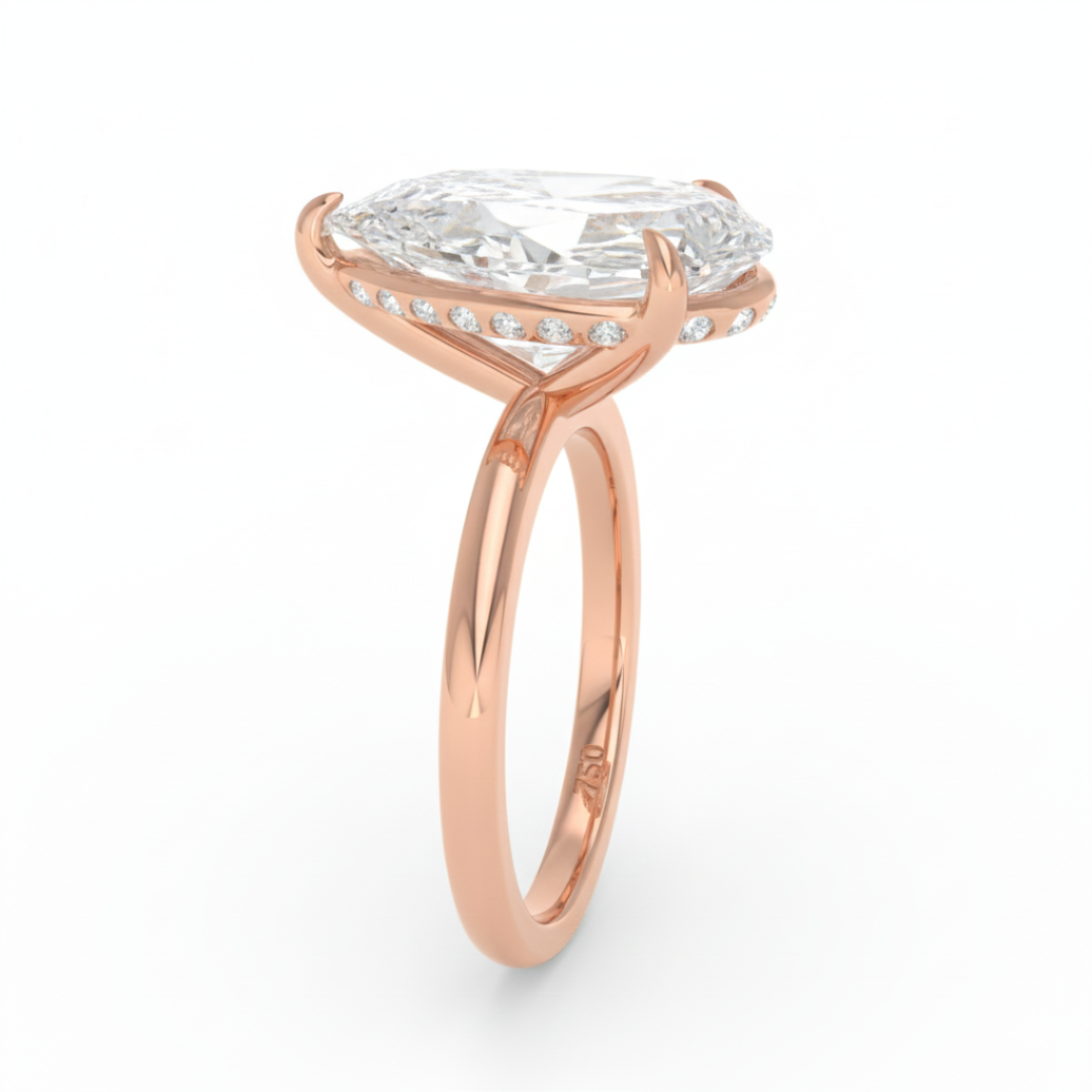 Léa Pear Cut Diamond With Hidden Halo Engagement Ring