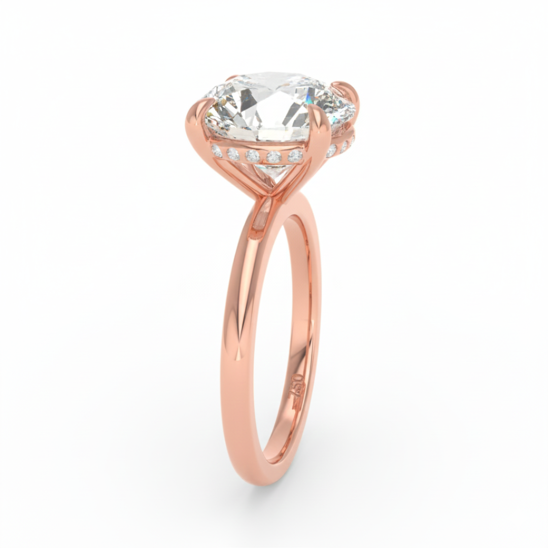 Léa Round Cut Diamond With Hidden Halo Engagement Ring