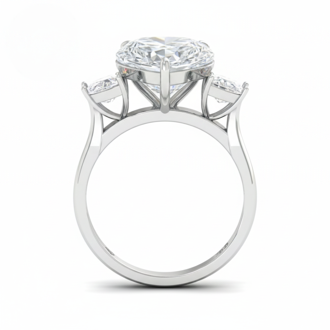 Kamala Heart Cut Diamond Engagement Ring with Half Moon Cut Side Diamonds