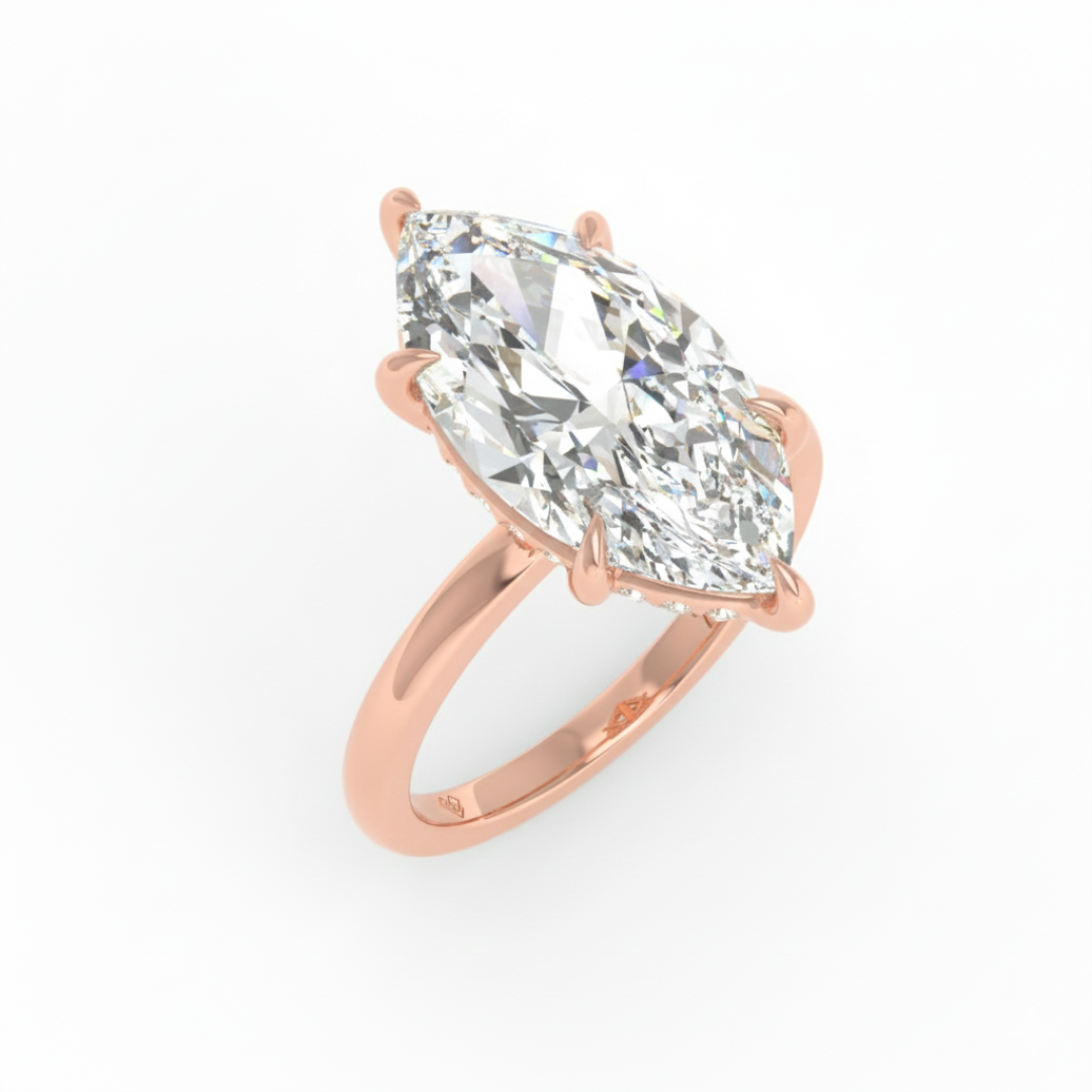 Léa Marquise Cut Diamond With Hidden Halo Engagement Ring