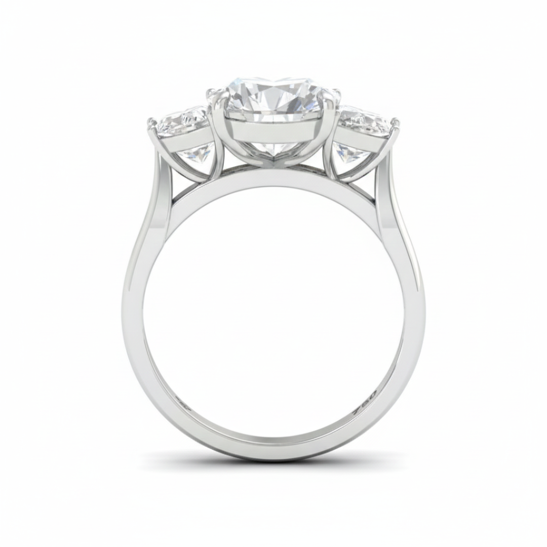 Kamala Pear Cut Diamond Engagement Ring With Half Moon Cut Side Diamonds