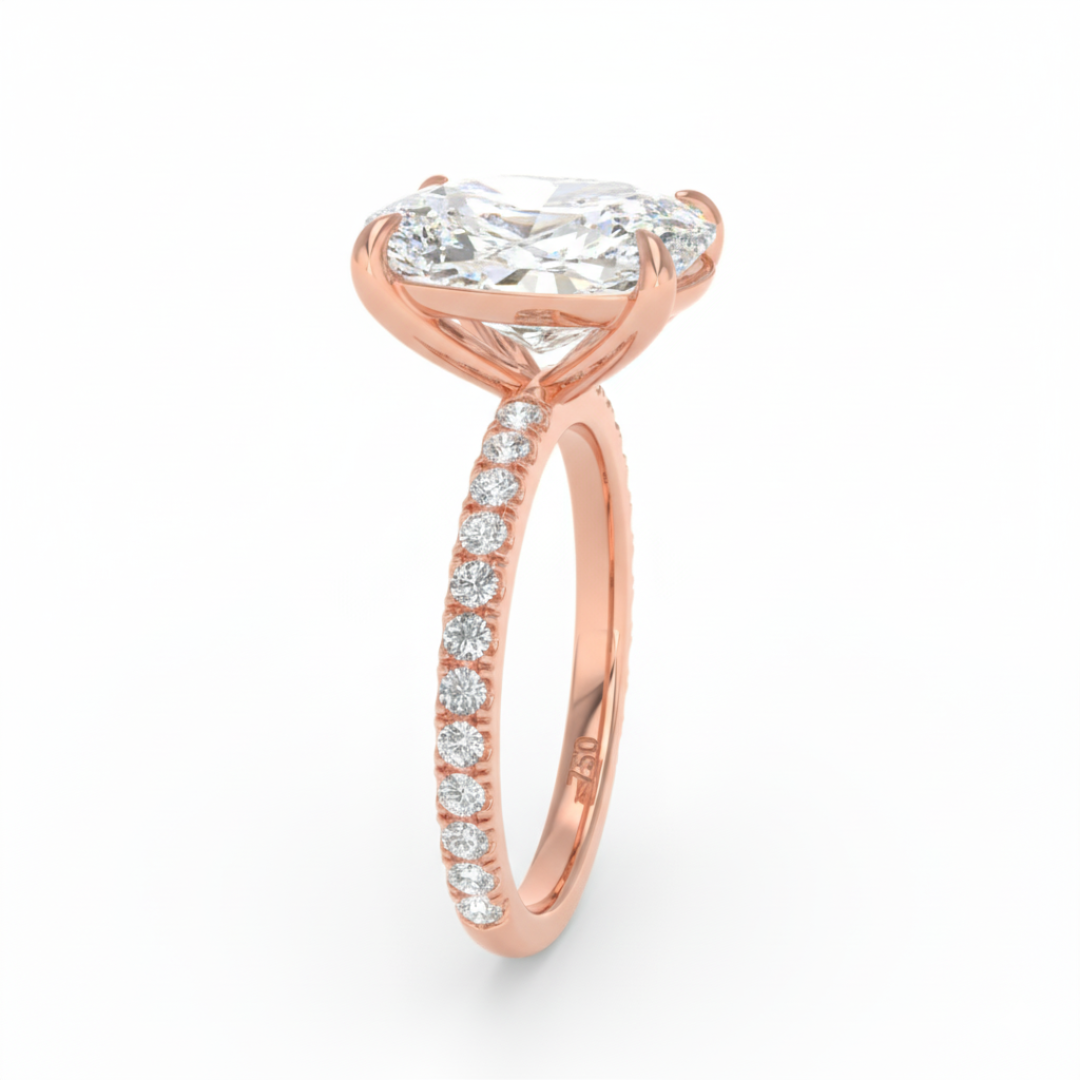 Abigail Cushion With Diamond Band Engagement Ring