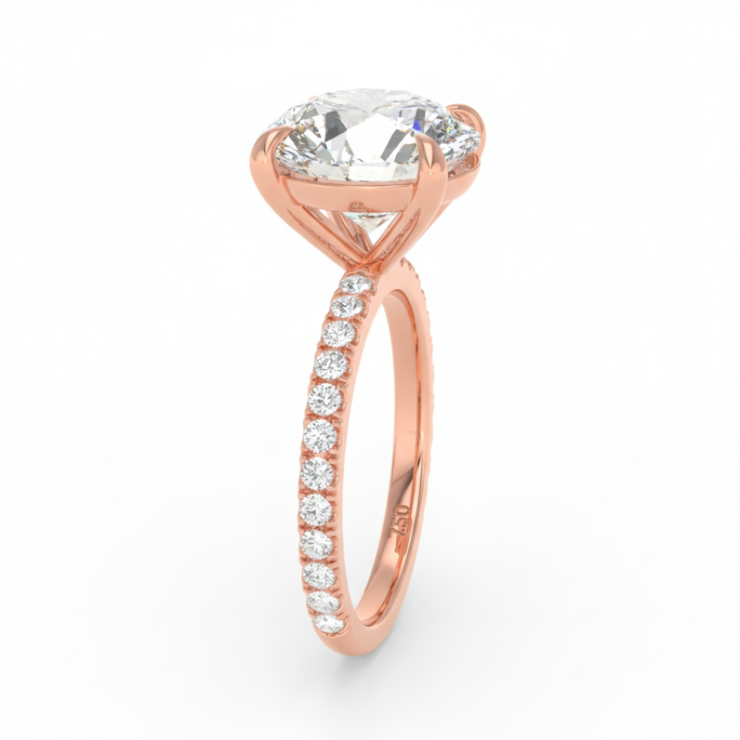 Abigail Round With Diamond Band Engagement Ring