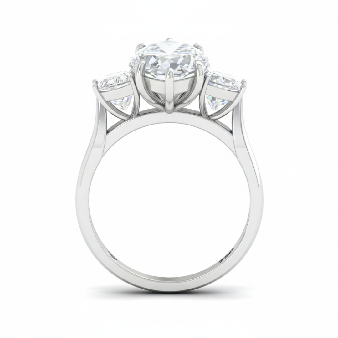 Kamala Marquise Cut Diamond Enagement Ring with Half Moon Cut Side Diamonds