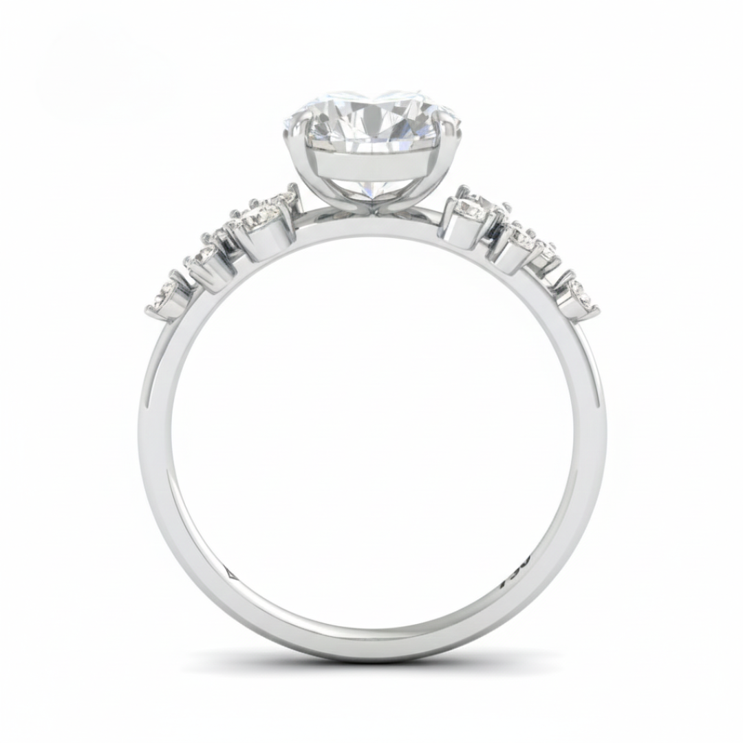 Layla Pear Cut Diamond Engagement Ring With Diamond Accent Band
