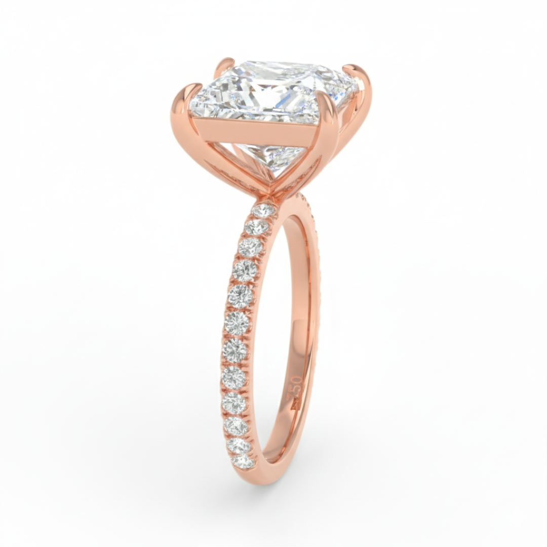 Abigail Princess With Diamond Band Engagement Ring