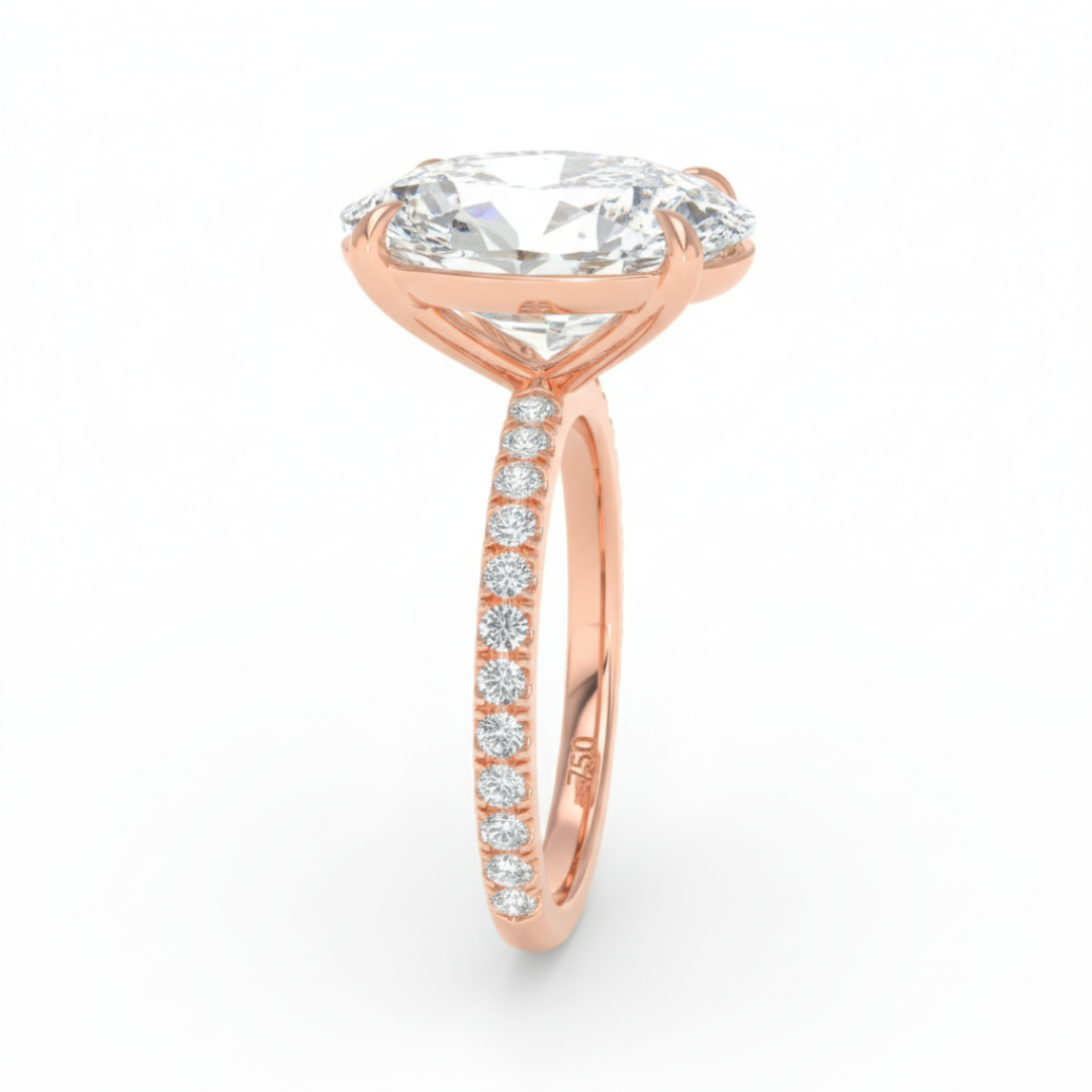 Abigail Oval With Diamond Band Engagement Ring