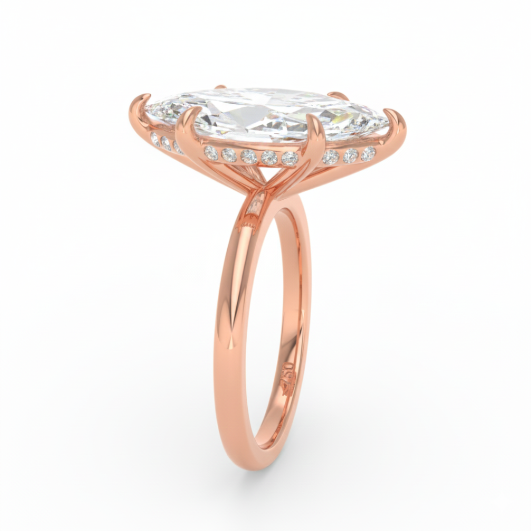 Léa Marquise Cut Diamond With Hidden Halo Engagement Ring