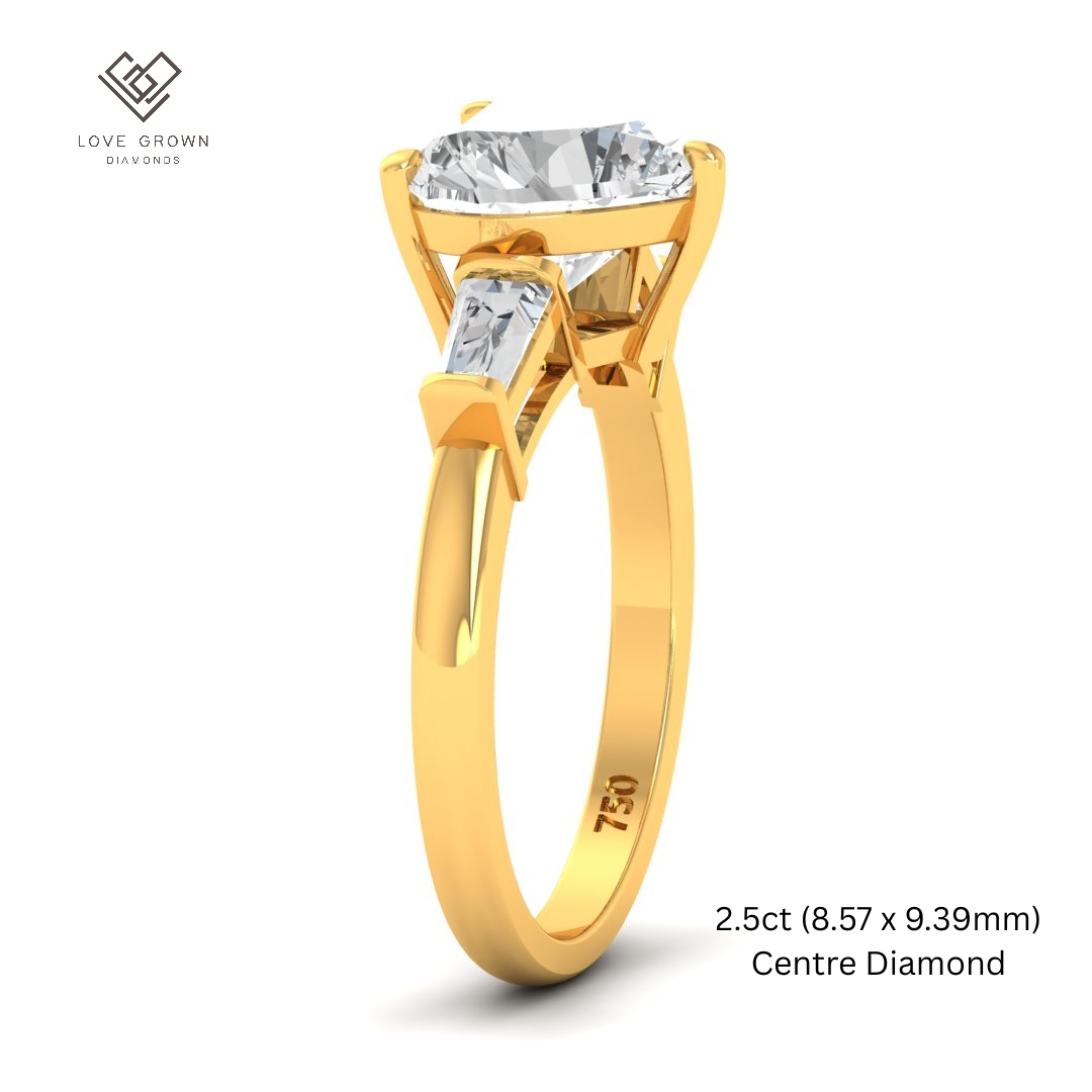 Mary Heart Cut Diamond Engagement Ring with Tapering Baguettes Cut Side Diamonds