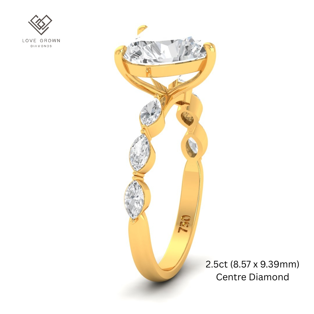 Kasandra Heart Cut Diamond Engagement RIng With A Marquise Cut Diamond Band
