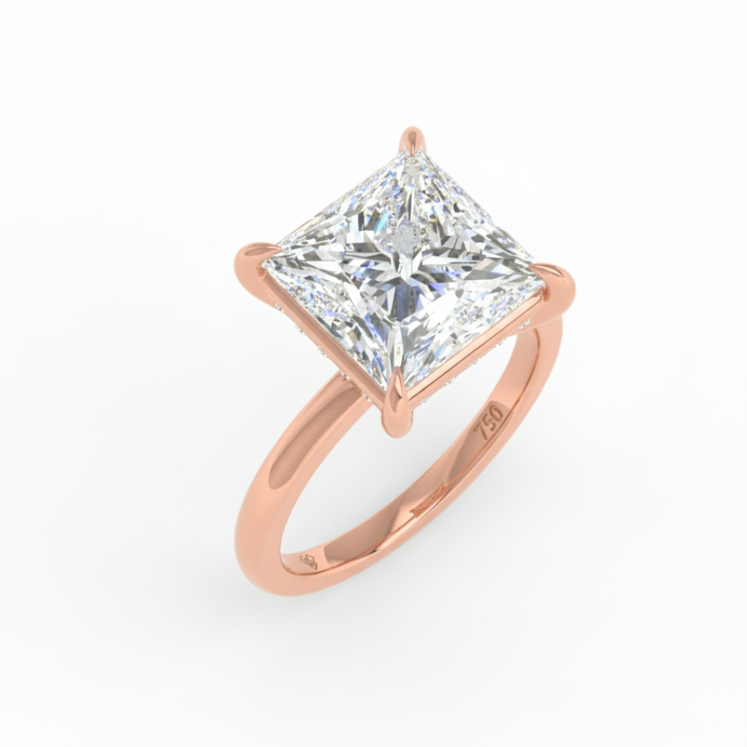 Léa Princess Cut Diamond With Hidden Halo Engagement Ring