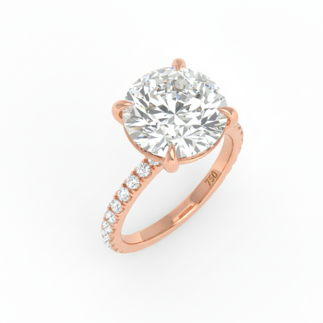 Abigail Round With Diamond Band Engagement Ring