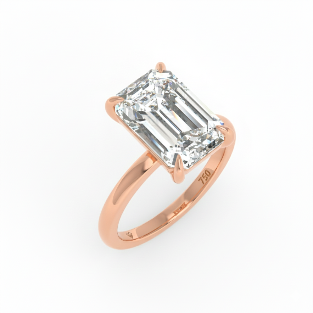 Noémie Solitaire Emerald Cut With Diamond Engagement Ring