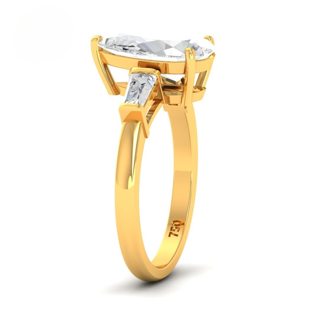 Mary Pear Cut Diamond Engagement Ring With Tapering Baguettes Cut Side Diamonds
