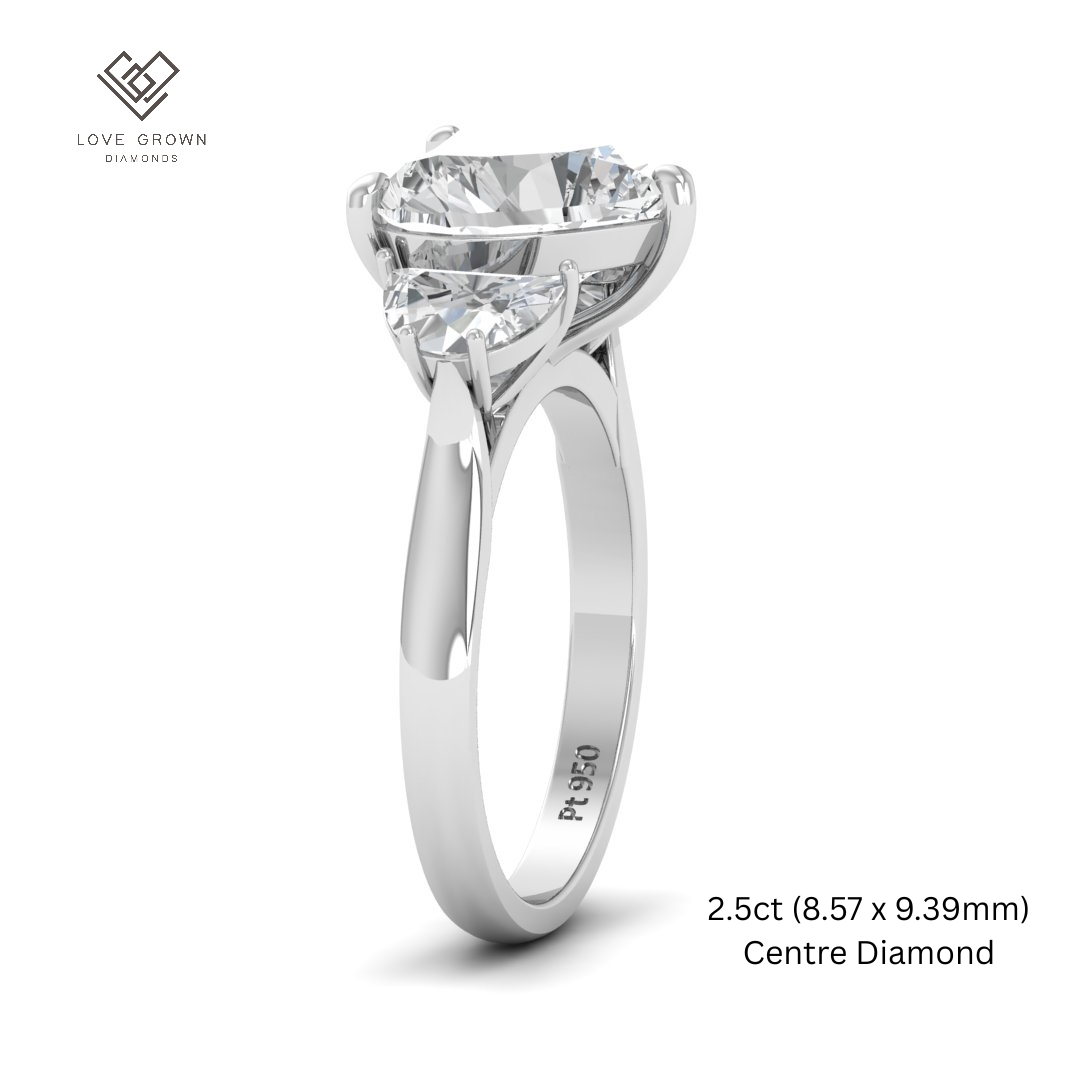 Kamala Heart Cut Diamond Engagement Ring with Half Moon Cut Side Diamonds
