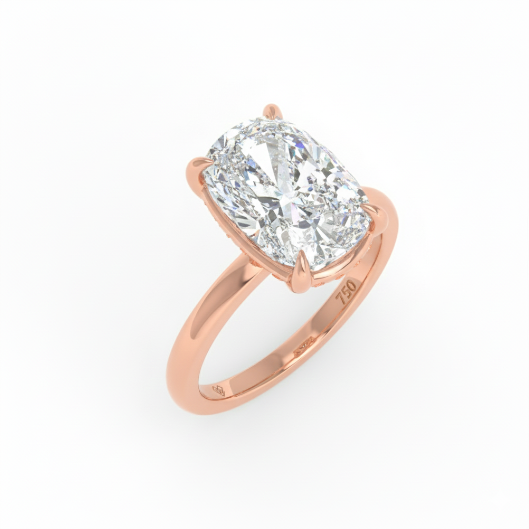 Léa Cushion Cut Diamond With Hidden Halo Engagement Ring