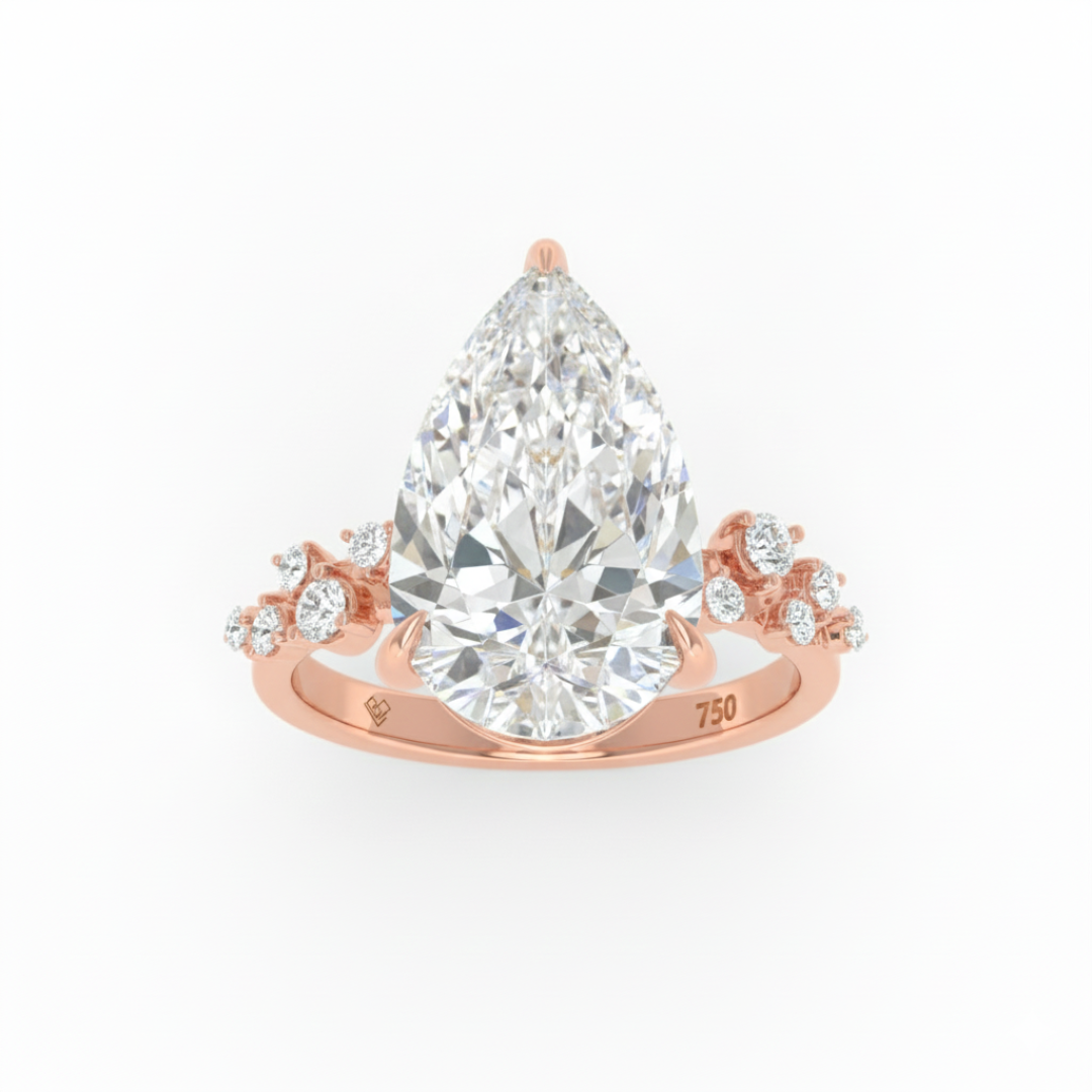Layla Pear Cut Diamond Engagement Ring With Diamond Accent Band