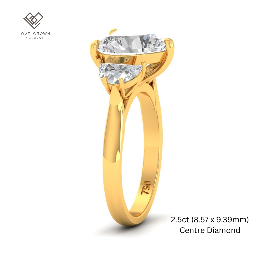 Kamala Heart Cut Diamond Engagement Ring with Half Moon Cut Side Diamonds