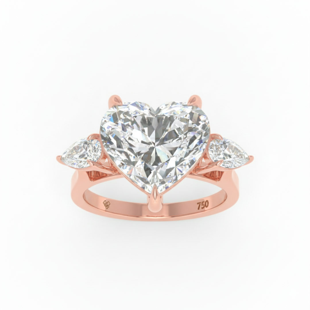 Sofia Heart Cut Diamond Engagement Ring With A Pear Cut Side Diamonds