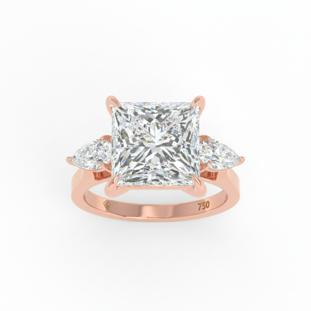 Sofia Princess Cut Diamond Engagement Ring With A Pear sides