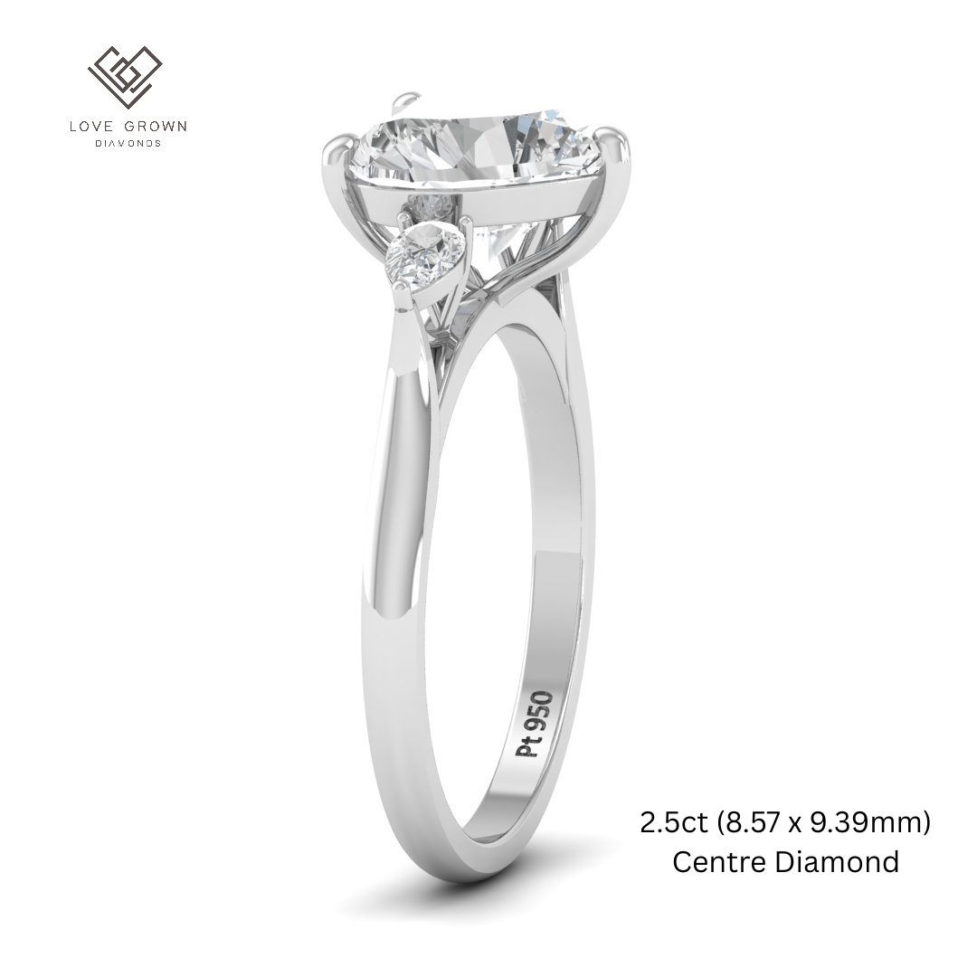 Mary Heart Cut Diamond Engagement Ring with Tapering Baguettes Cut Side Diamonds