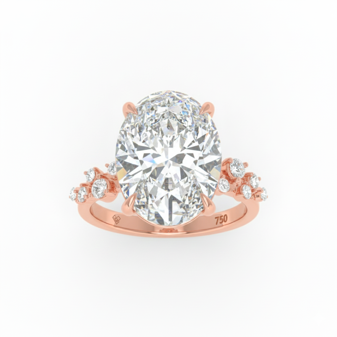 Layla Oval Cut Diamond Engagement Ring With Diamond Accent Band