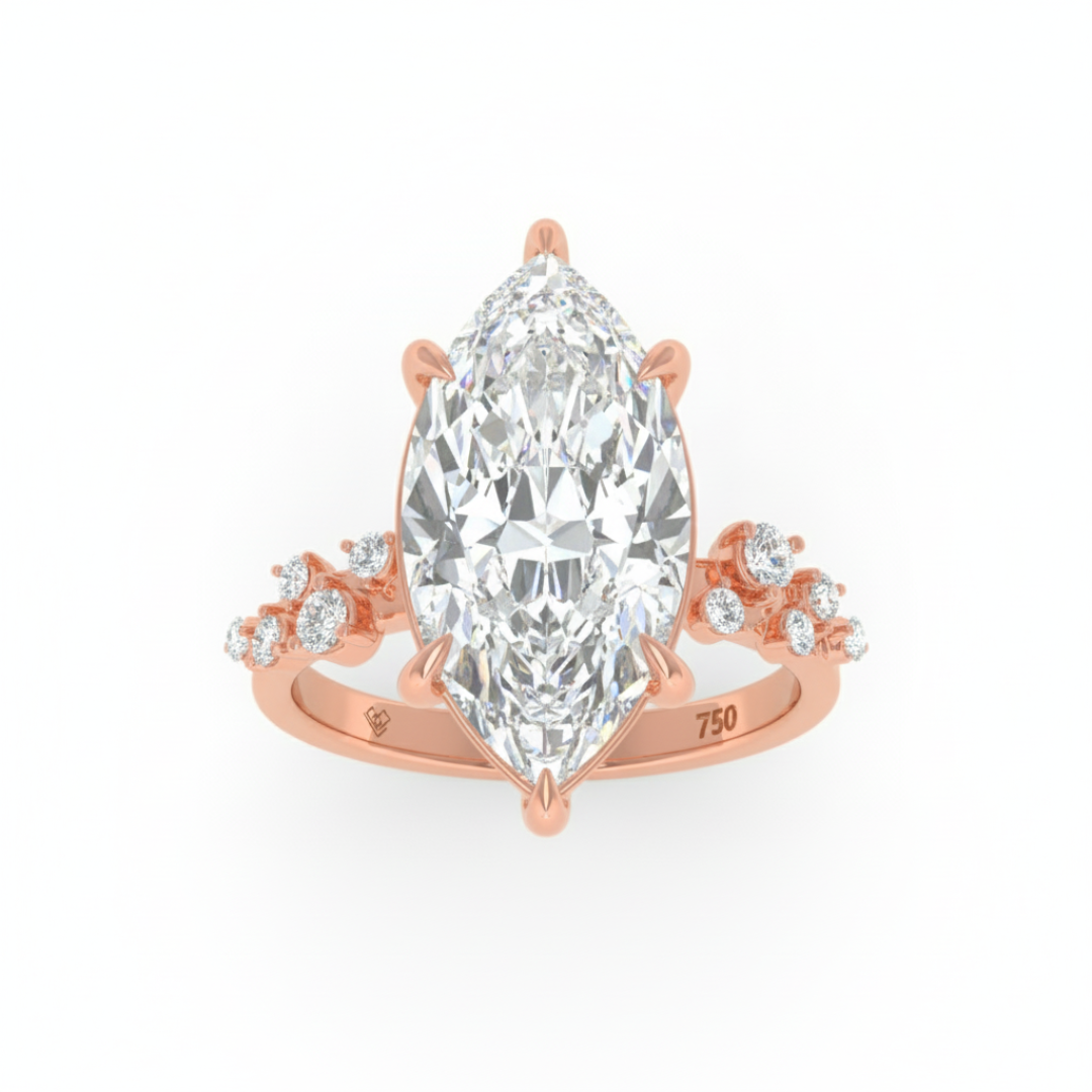 Layla Marquise Cut Diamond Engagement Ring With Accent Band