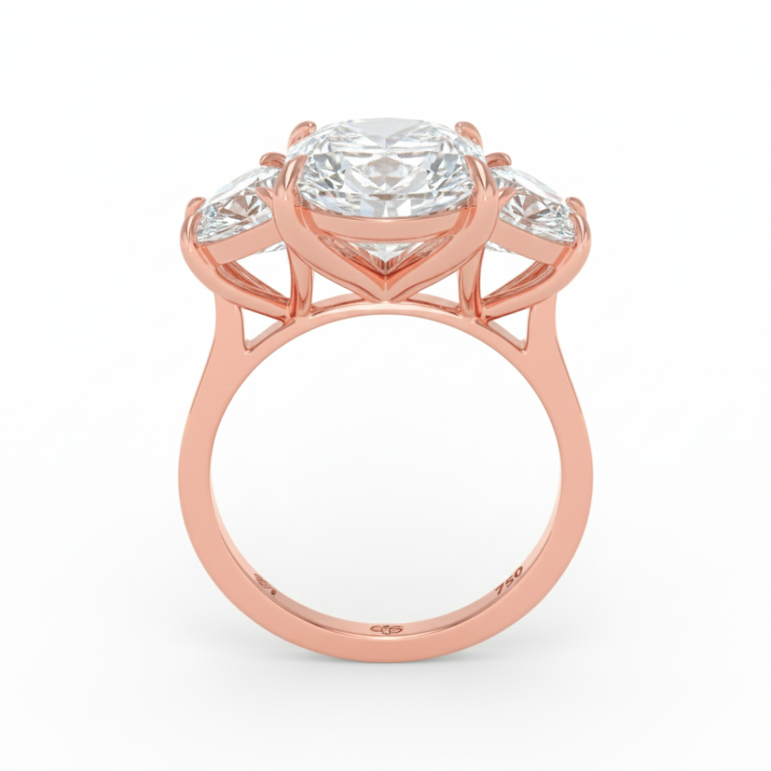 Kamala Pear Cut Diamond Engagement Ring With Half Moon Cut Side Diamonds